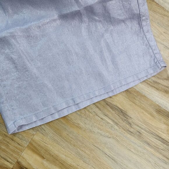 ☔️🩵NWT Rachel Zoe Iridescent Metallic Purple Linen Wide Leg Pants Medium - Picture 7 of 10